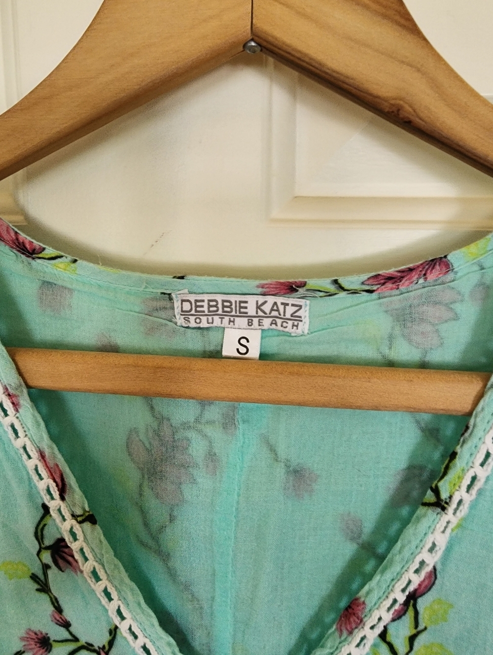 Debbie Katz South Beach Maxi Green & Pink Floral Dress Romantic Resort Size S - Picture 10 of 12